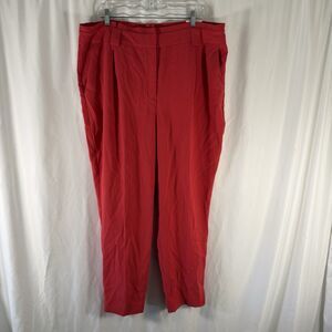 New Express Ankle High Rise Pants Women's 18R Red Pleated Pockets Polyester